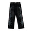 Vale Forever Rhinestone Floral Pattern Oversized Black Denim Jeans