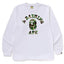 BAPE Style Arch Logo Camo Ape Head Long-Sleeve Tee - White/Green