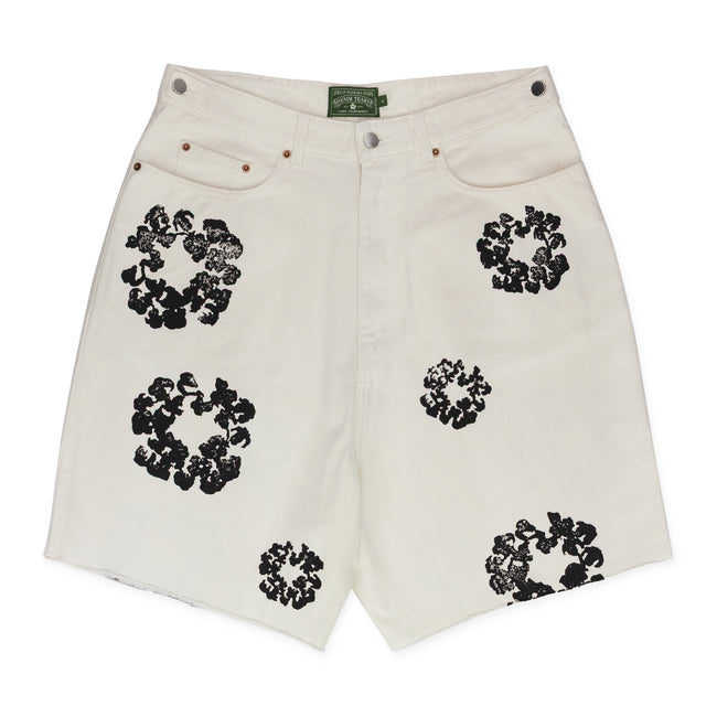 Denim Tears White Cotton Wreath Denim Shorts Hover Image
