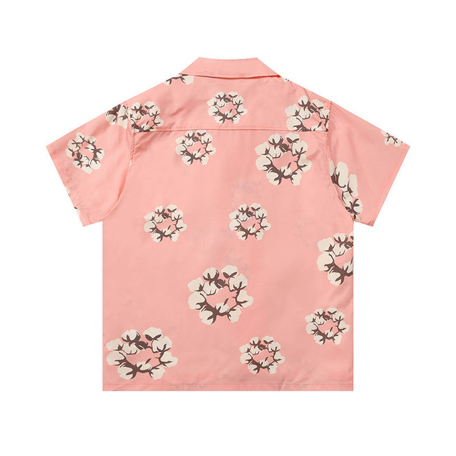 Denim Tears Pink All Over Floral Wreath Print Camp Collar Short Hover Image