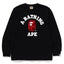 BAPE Style Collegiate Arc Logo & Camo Ape Head Long-Sleeve Tee - Black/Purple