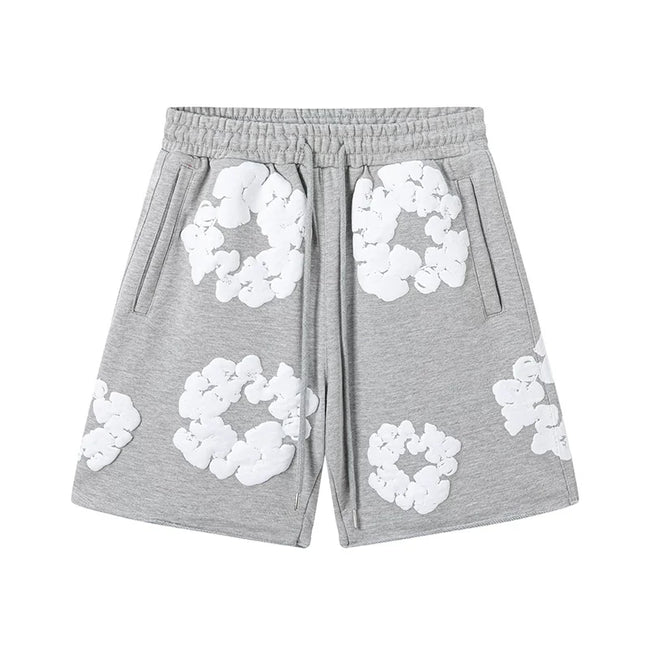Denim Tears Heather Grey Cotton Wreath Print Casual Shorts Hover Image