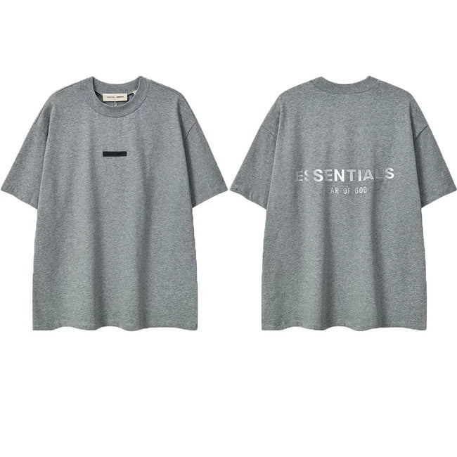 ESSENTIALS Short sleeved T-shirt European and American High Street FOG Double Line Men's and Women's American Trendy Brand Pure Cotton Round Neck Loose Set (56) Hover Image