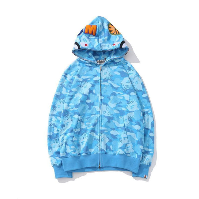 BAPE Shark Light Blue Camo Full‑Zip Hoodie Hover Image