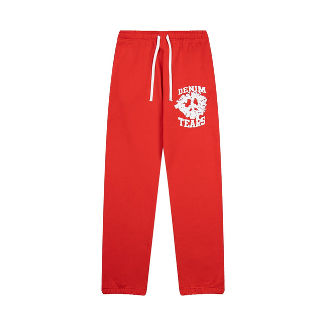 Denim Tears Bright Red Skull Print Cuffed Sweatpants Main Image