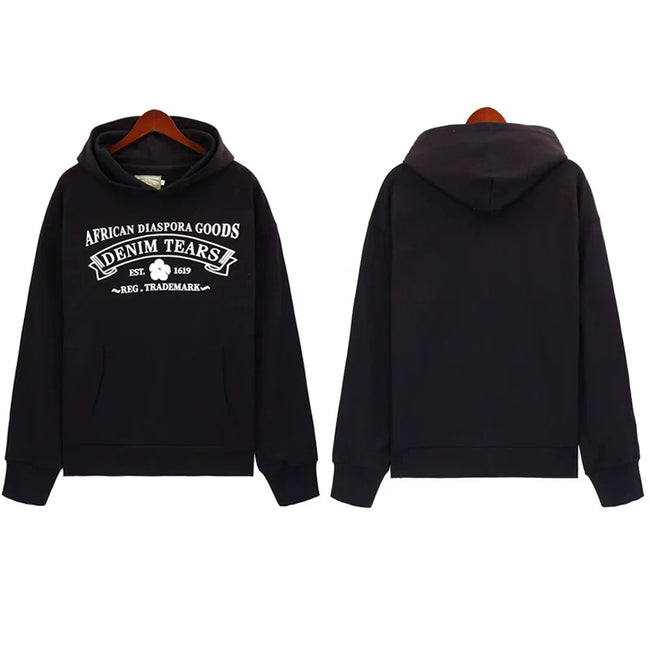 Denim Tears Black Vintage Gothic Letter Graphic Hoodie Hover Image