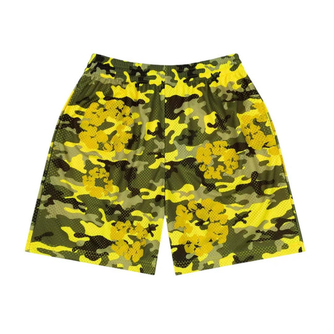 Denim Tears Camo Cotton Wreath Mesh Shorts Yellow Hover Image