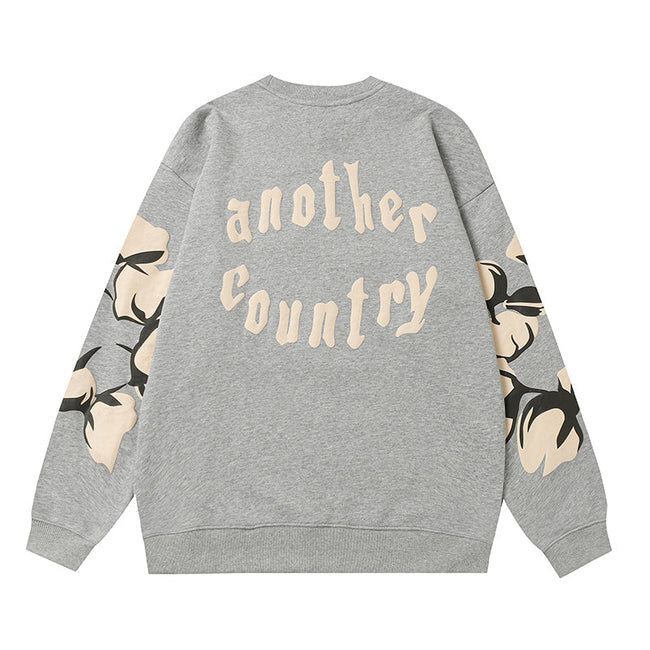 Denim Tears Grey Crewneck Sweatshirt Front Flower Wreath Main Image