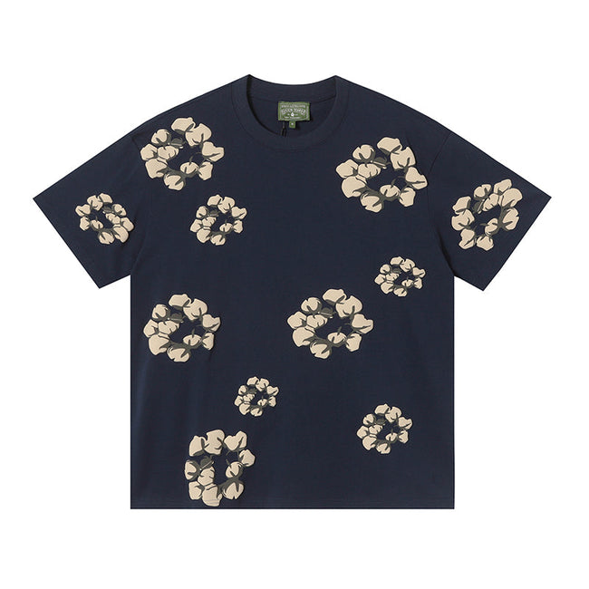 Denim Tears Navy Blue Oversized Khaki Flower Wreath TOP Hover Image