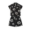 Denim Tears Black White Floral Wreath Print Camp Collar Shirt & Drawstring Shorts